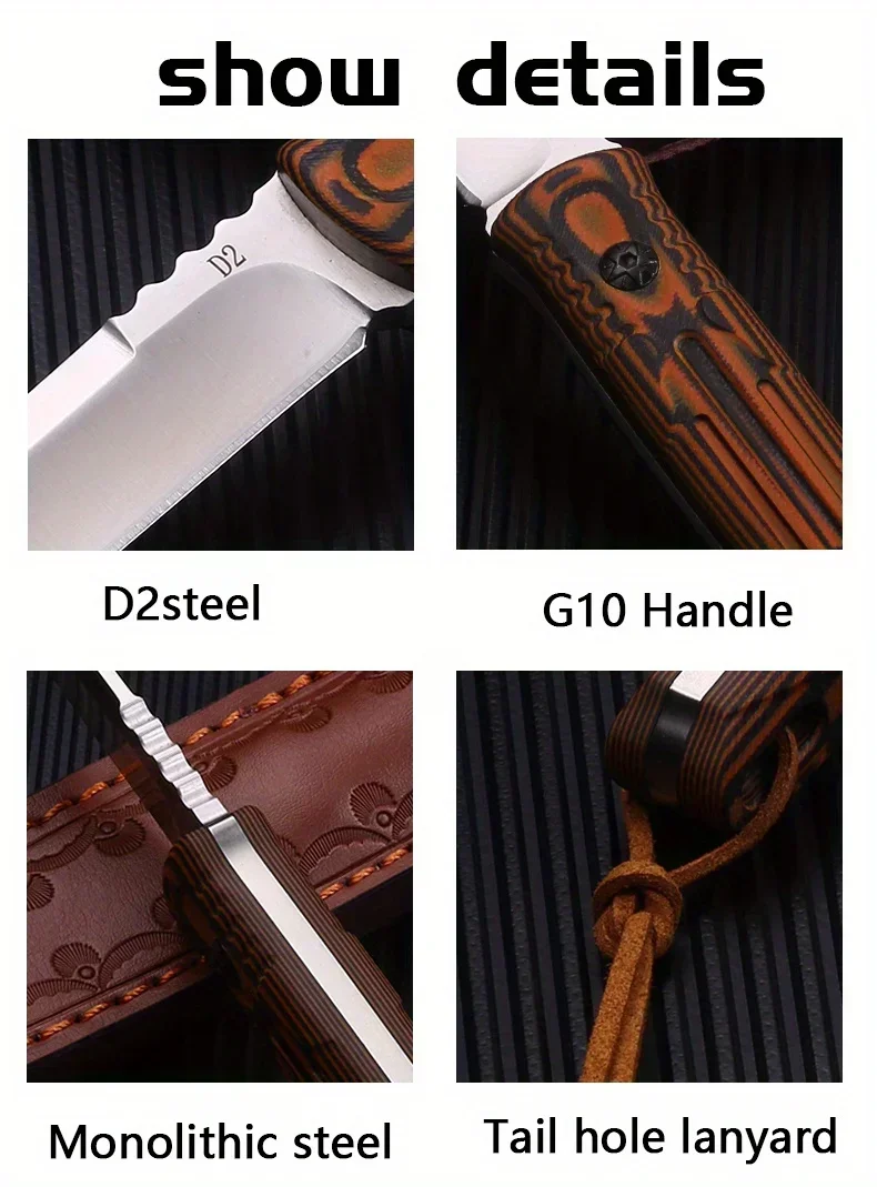 Survival Fixed Blade Knife Leather Sheath High Quality - Image 10