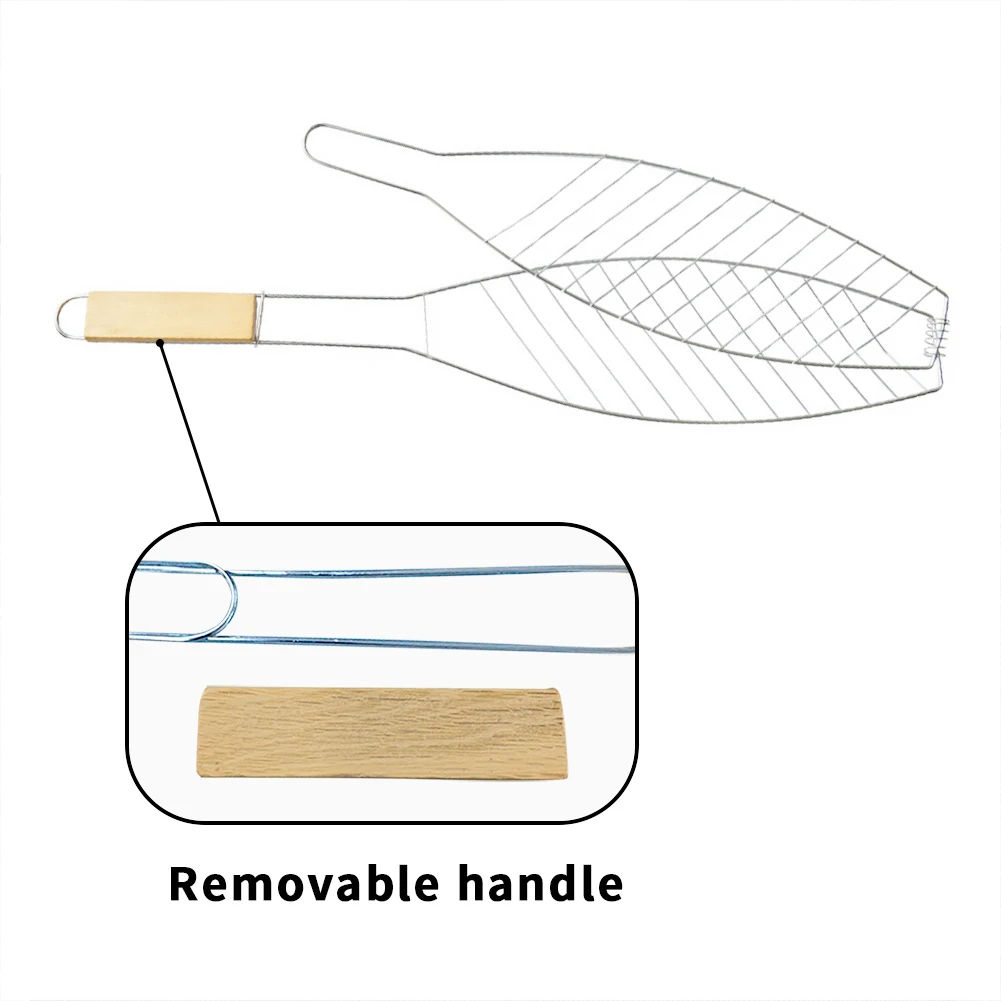 Flexible Non stick Fish Grilling Basket with Folding Handle, Portable Burger Mesh - Image 6