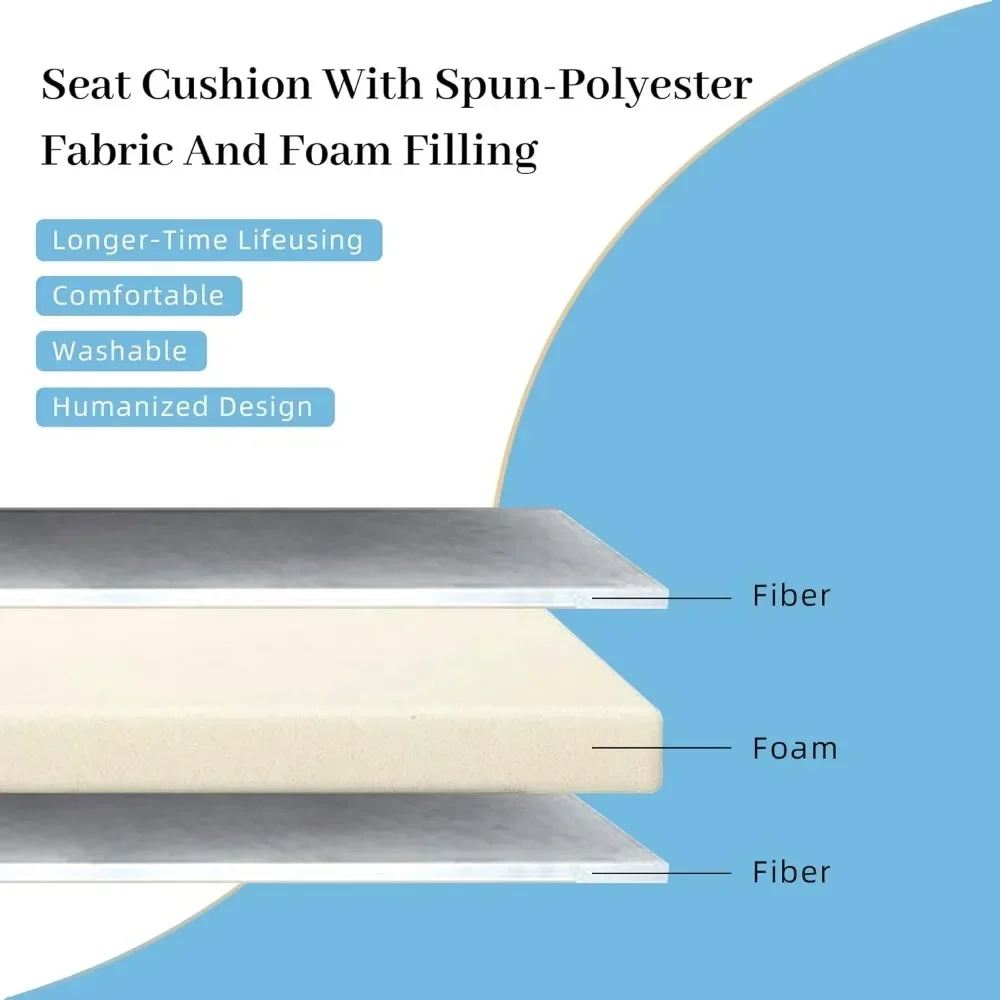 7 Pieces Patio Dining Sets All-Weather Metal Outdoor Modern with Table, Cushions-Beige, Sturdy and Durable, Outdoor Dining Sets - Image 6