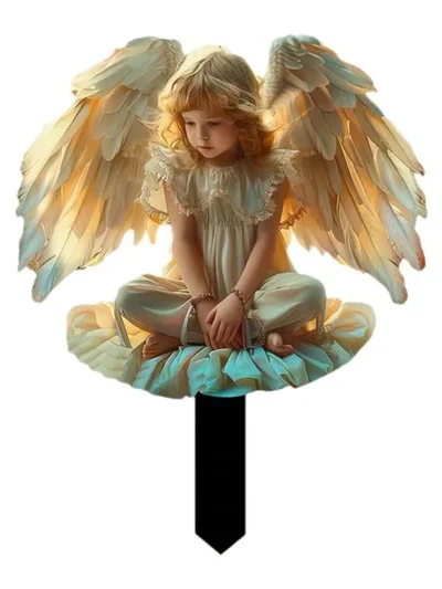 Angel Wings Stake Lawn Stake For Yard 2D Acrylic Angel Wings Lawn Stake Waterproof Outdoor Decoration For Garden Yard