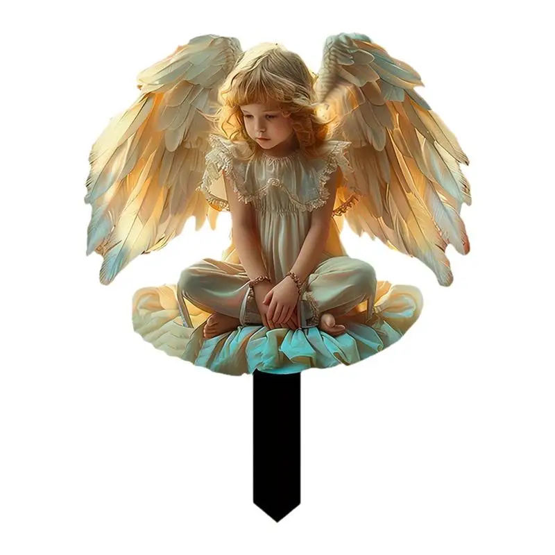 Angel Wings Stake Lawn Stake For Yard 2D Acrylic Angel Wings Lawn Stake Waterproof Outdoor Decoration For Garden Yard