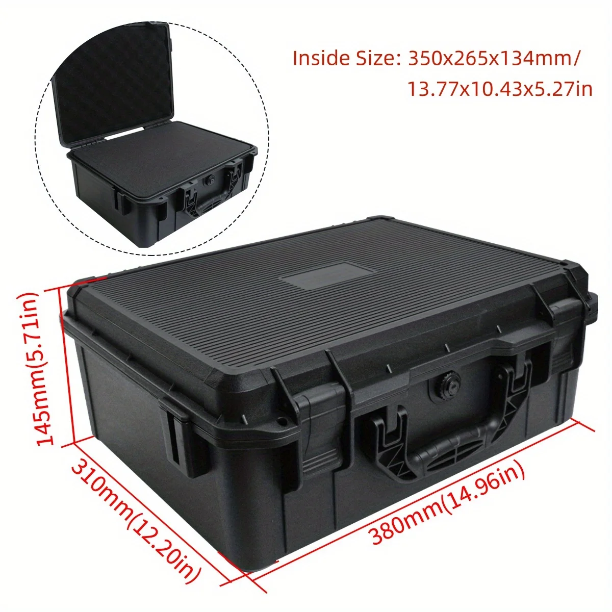 1pc Universal Portable Plastic Tool Box With Foam Insert Waterproof - Image 8