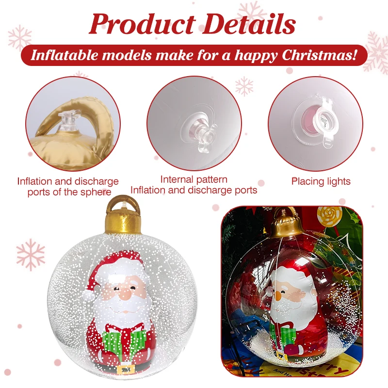 PVC Inflatable Christmas Ball with Remote Control 55CM Giant LED Luminous Christmas Decorated Ball Outdoor Party Yard Ornaments - Image 4
