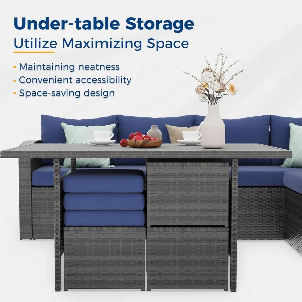 Outdoor Patio Furniture Set, All Weather Wicker Conversation Set, Garden Sofas - Image 3