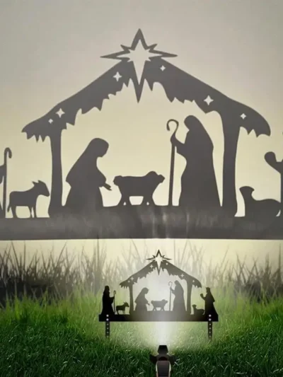 Outdoor Nativity Scenes Christmas Metal Stake Silhouette Birth Of Jesus
