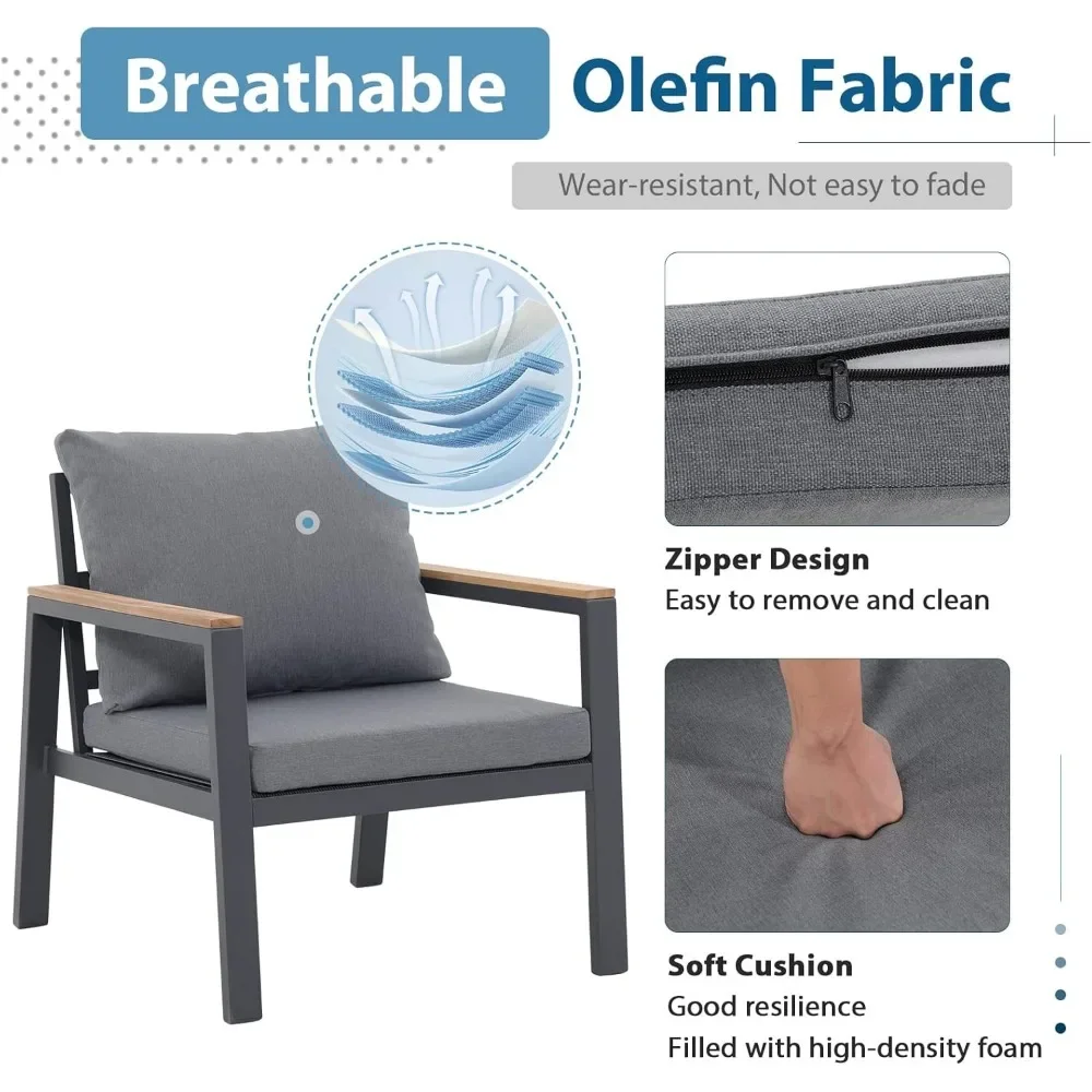 Aluminum Patio Furniture Set 5 Piece Outdoor Set with Cushions, Outdoor Patio Furniture, Patio Sofa Furniture for Deck, Backyard - Image 4