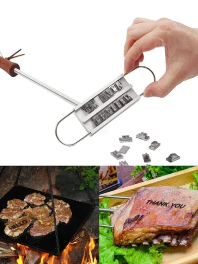 BBQ Branding Iron 55Letters DIY Barbecue Letter Printed Steak Tool Meat Grill Forks Barbecue Tool Accessories