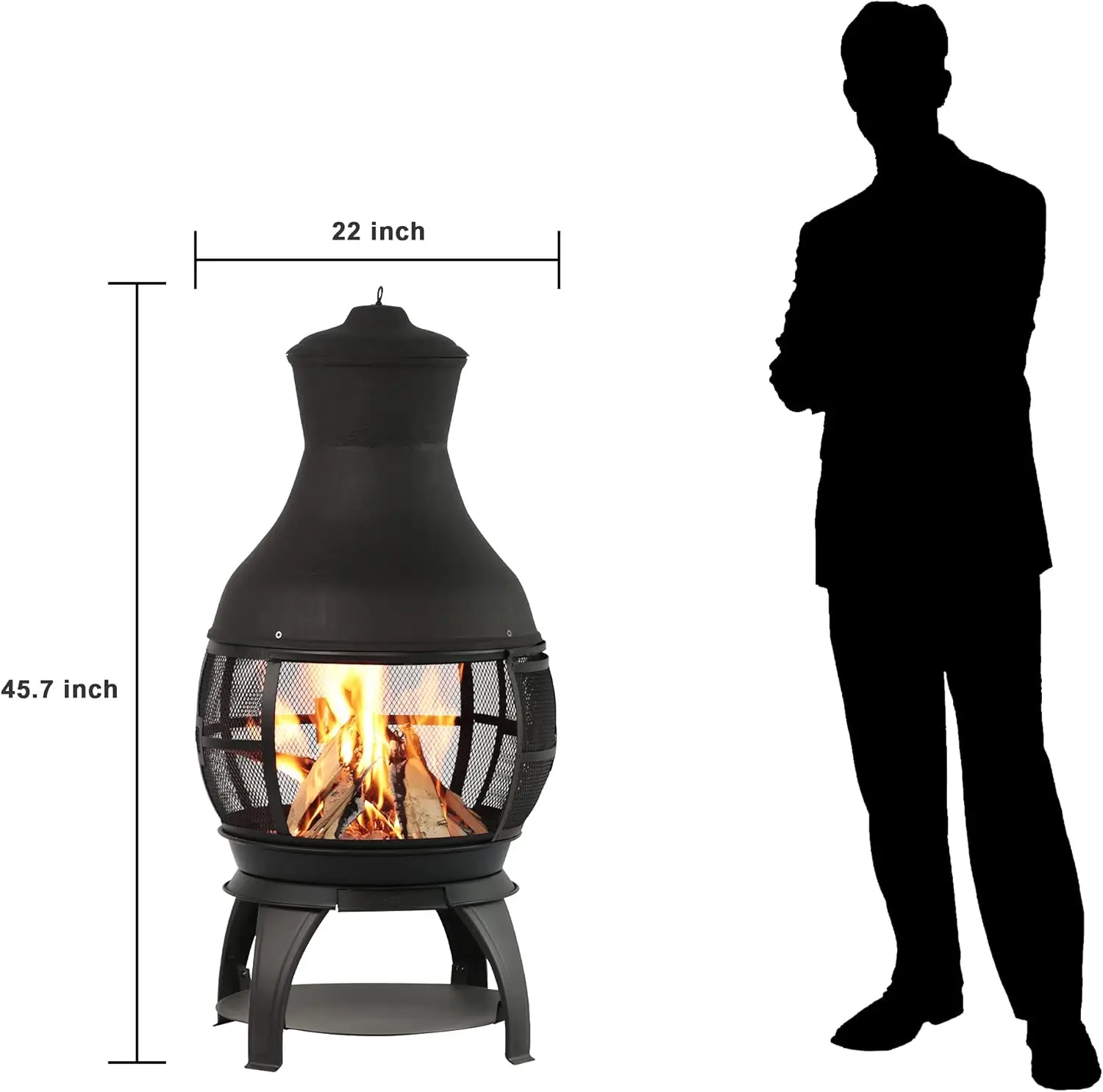 Wood Burning Fire Pits Chimenea Outdoor Fireplace Wooden Firepit, Brown-Black - Image 5