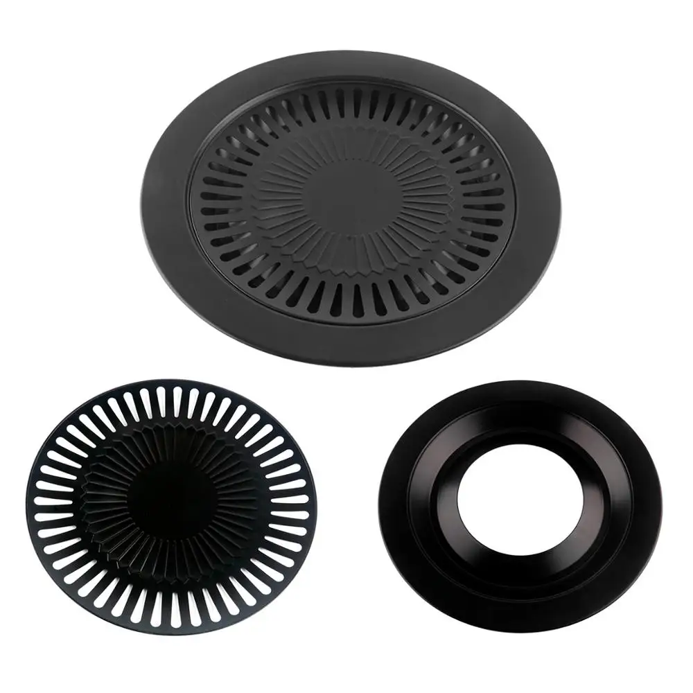 Iron BBQ Grill Pan Korean Meat Roast BBQ Grill Plate With Holder Non Stick Barbecues Cooking Pan Tools Easy Clean - Image 2