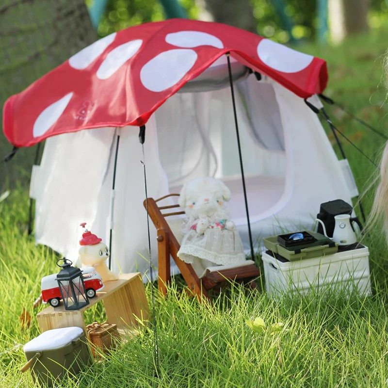 1:6 1:12 Dollhouse Outdoor Tent Set Mini Doll Travel Camping Kit Doll House Miniature Garden Micro Scene Decor Photo Props Toy - Image 2