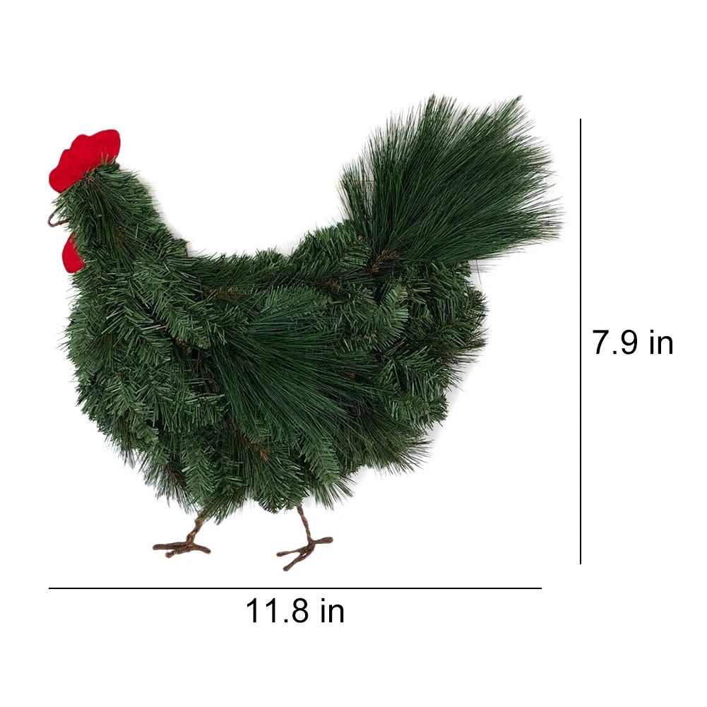 Farm Rooster Garland Christmas Straw Wreath Pendants - Image 2
