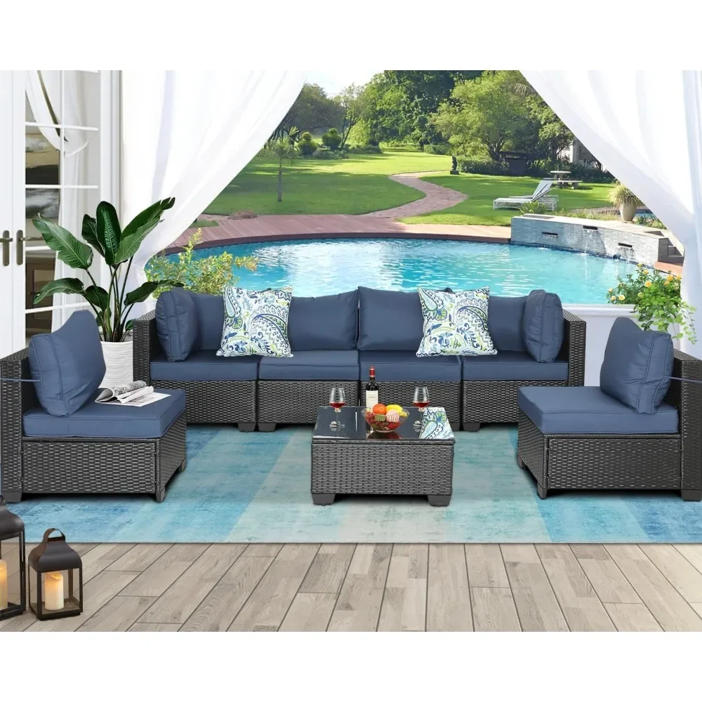Patio Furniture Sets Outdoor Sectional PE Rattan Outdoor Furniture Patio Conversation Set with Cushions for Balcony Lawn - Image 2