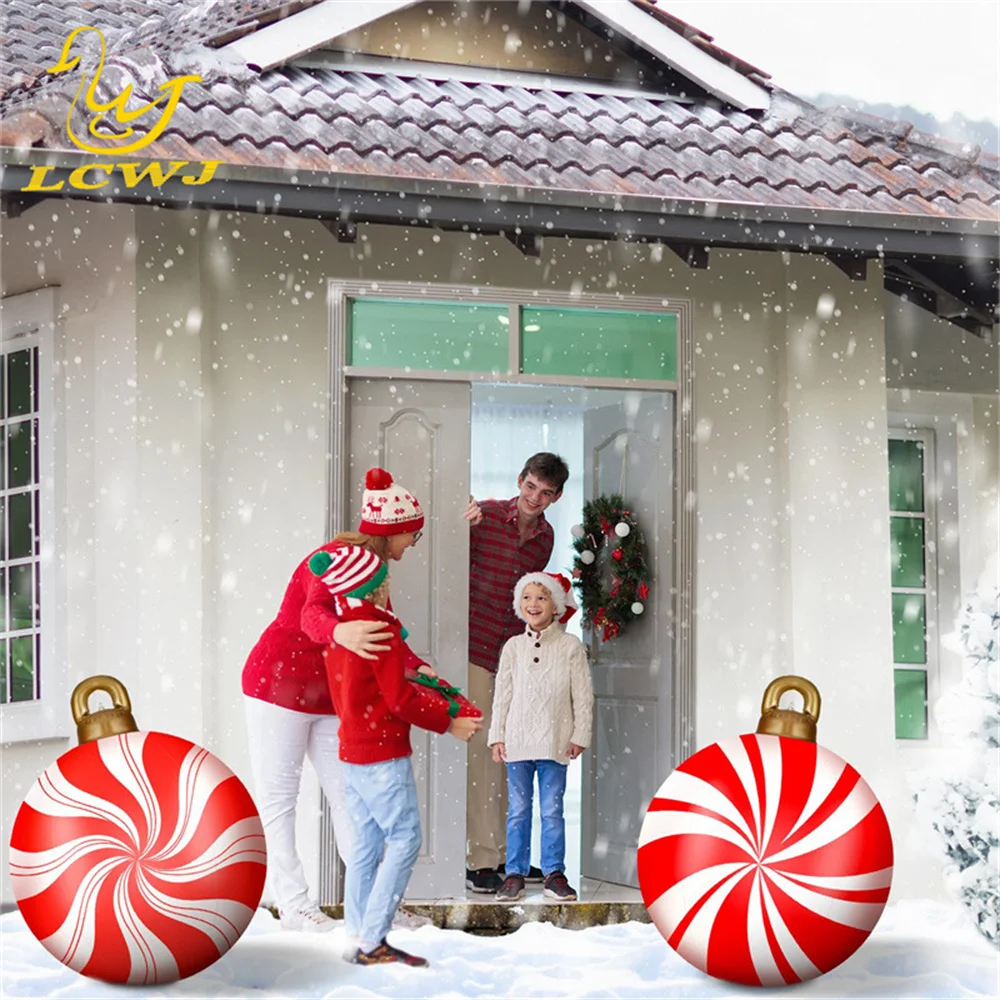 60cm Christmas Candy Decoration Balloon Outdoor Inflatable Decorated Ball PVC Giant Big Large Balls Xmas Tree Decorations - Image 5