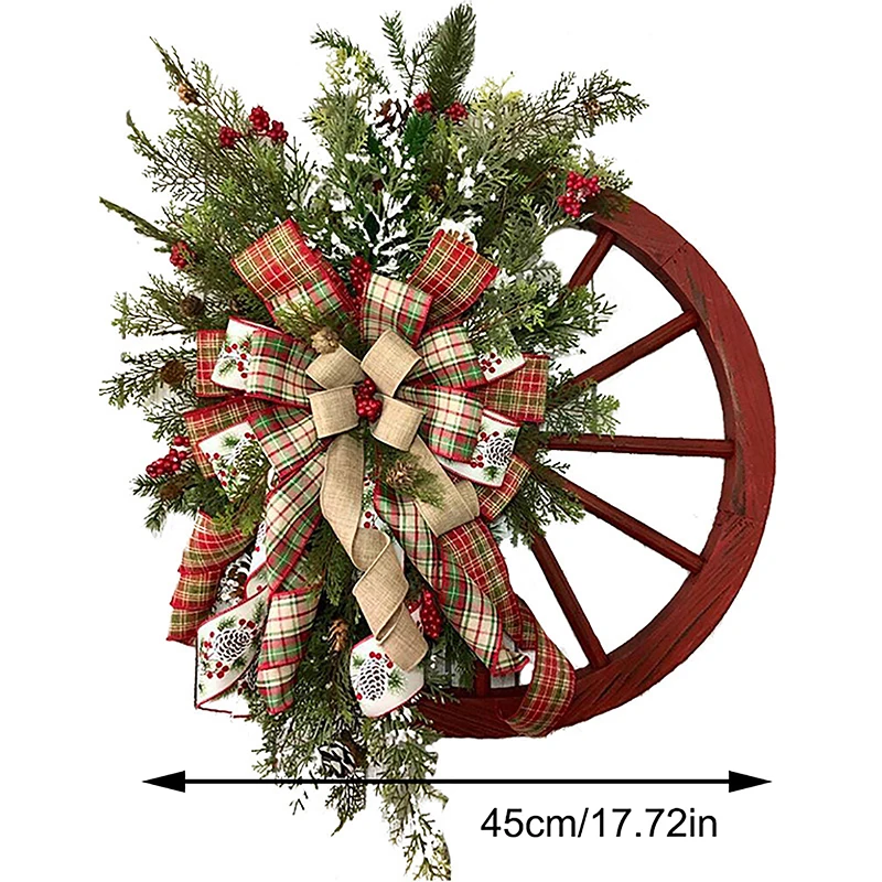 Farmhouse Wagon Wheel Wreath Winter Decoration - Image 6
