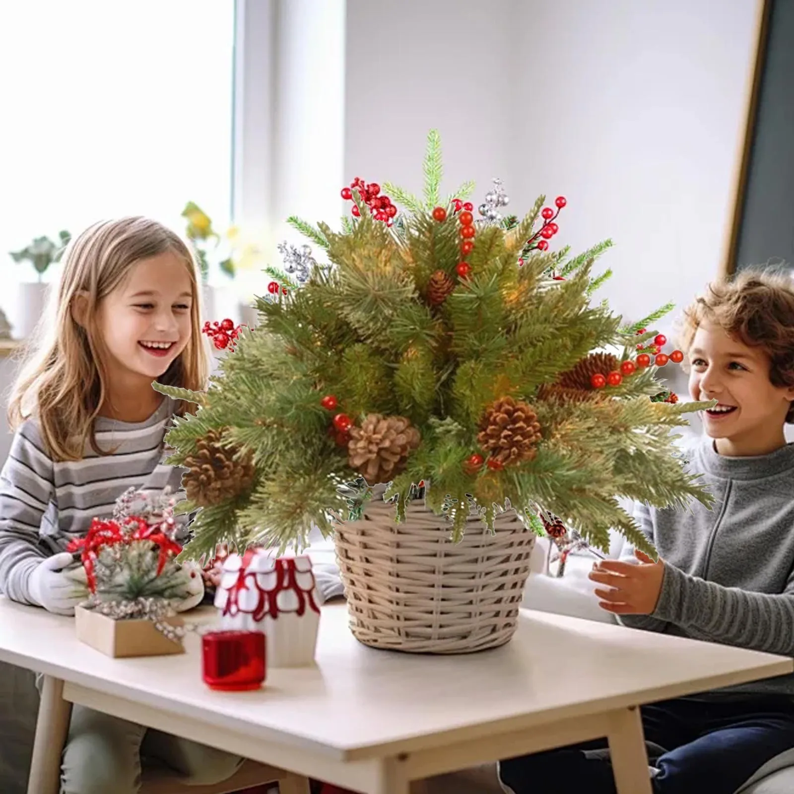 1pcs Holiday Flower Pots Decorations Plastic Pine Cone Artificial Christmas Tree Planter Filler Outdoor Plush Mixed Decoration - Image 2