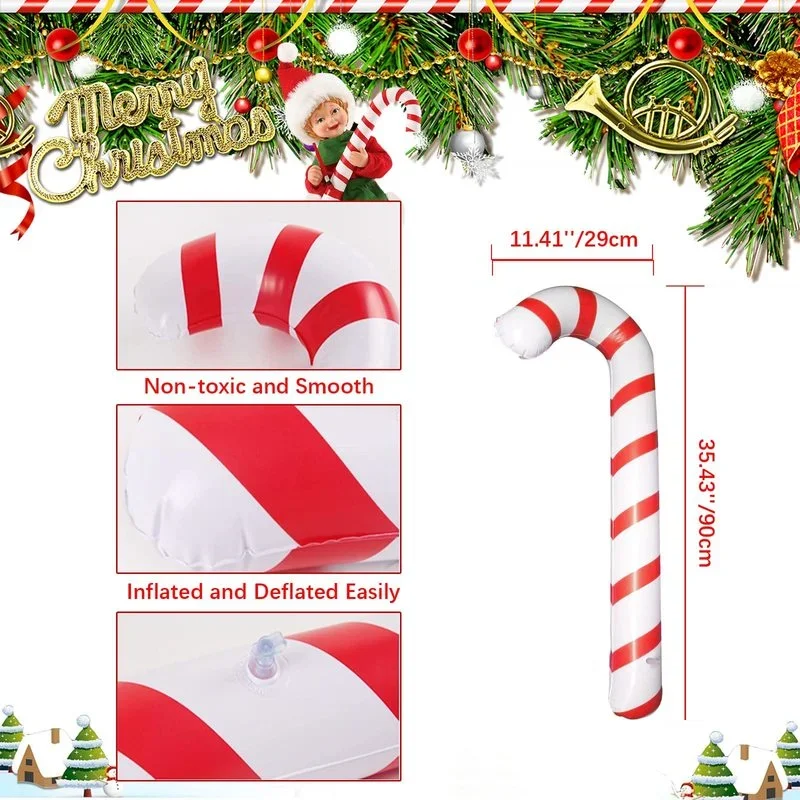 90cm Inflatable Christmas Candy Cane Stick Balloons Outdoor - Image 3