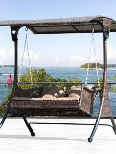 Modern patio armchair wicker garden outdoor furniture waterproof sofas hanging rattan swing chair