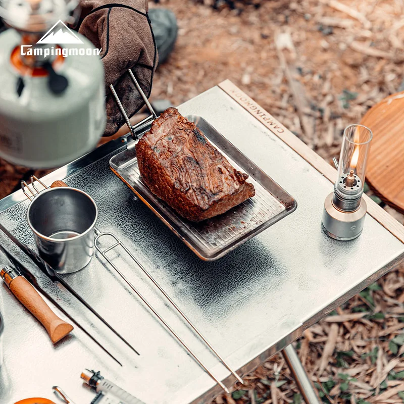 CAMPINGMOON T-380 Portable Large Steel Table OutdoorStorage Tea Making Picnic Barbecue Table Camping Cuisine Foldable Table - Image 5