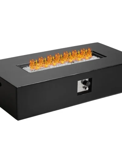 Propane Gas Fire Pit Table White Fire Glass and Rain Cove 56" Outdoor Propane Rectangle Terrazzo Outdoor Heating Fire Table