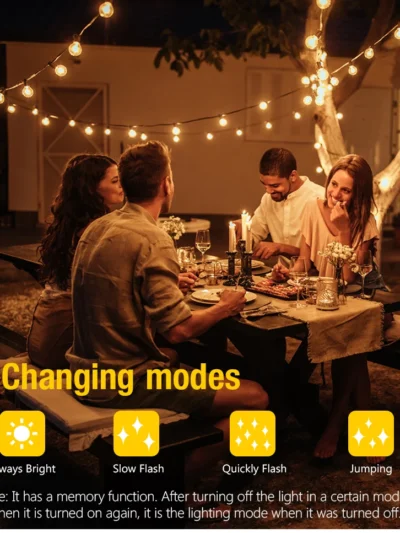 G40 Bulbs LED Solar String Lights Waterproof Patio Lamp