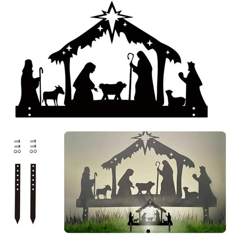 Outdoor Nativity Scenes Christmas Metal Stake Silhouette Birth Of Jesus - Image 5