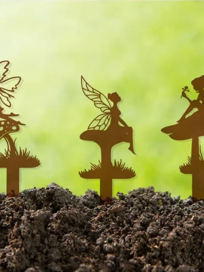 Rustic Garden Fairy Metal Statue Outdoor Decor Metal Garden Fairy Statue Yard Paio Lawn Decor Rustic Fairy Metal Statue