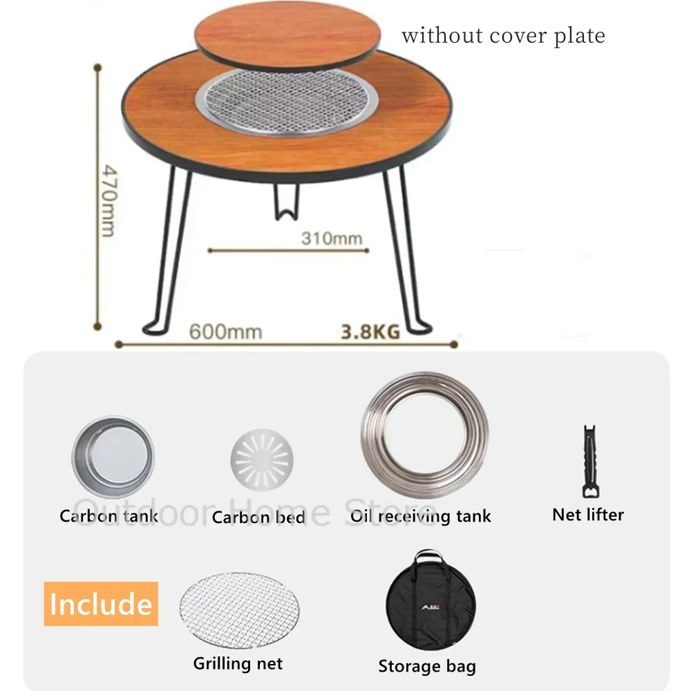 Folding Camping Table Round Outdoor Barbecue Grill Portable lightweight Brazier Stand Charcoal Table BBQ Stove Coffee Meat Table - Image 9