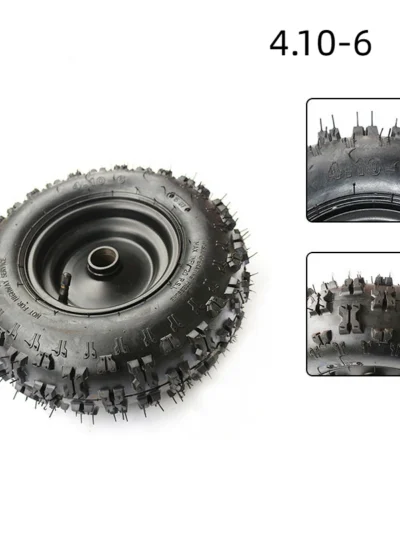 1 Pair 4.10-6 Front Tire +Tyre Rim Wheel Assembly 4.1-6 for Lawn Mower Kids' Go Cart ATV Quad Snow Blower Thrower
