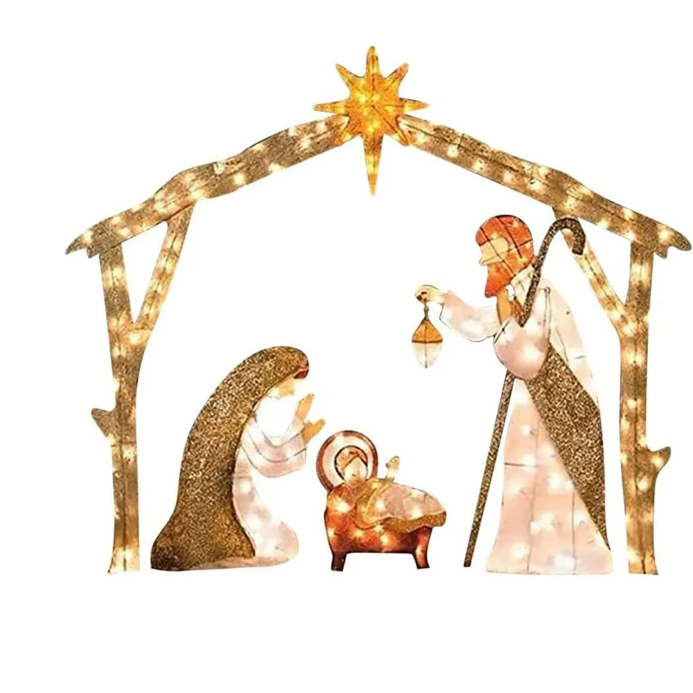 5.5FT Outdoor Lighted Nativity Scene Waterproof Christmas Yard Decoration - Image 7