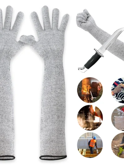 1Pair Anti-Puncture Cut Arm Sleeve Resistant Breathable Skin-friendly Food Grade Material Cut-Resistant Arm Sleeve Cover Gloves