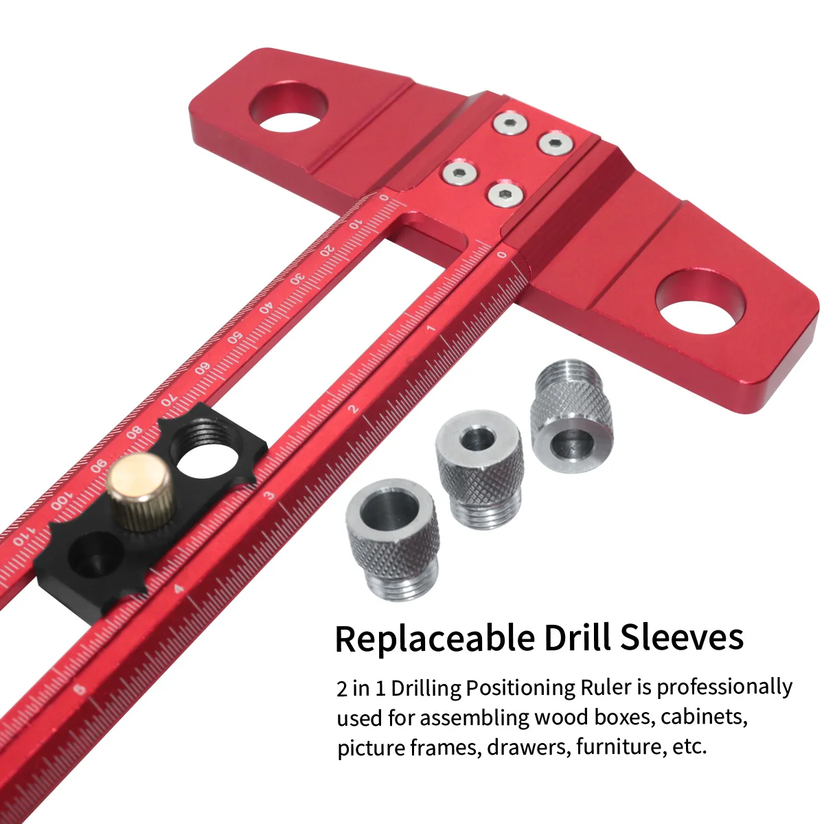 Woodworking 2 in 1 Drilling Positioning Scoring Ruler Aluminum - Image 6