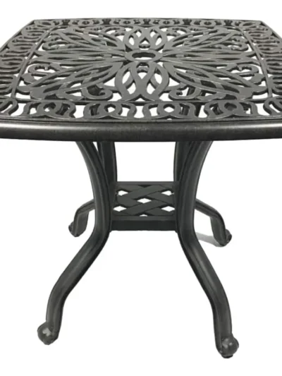 Cast Aluminum Patio Furniture End Table, Mid-Century Modern Table with Round Corners for Living Room, Cafe and Home Office