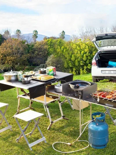 Camping Fully Equipped Picnic Table Outdoor Folding Compact Food Portable Kitchen