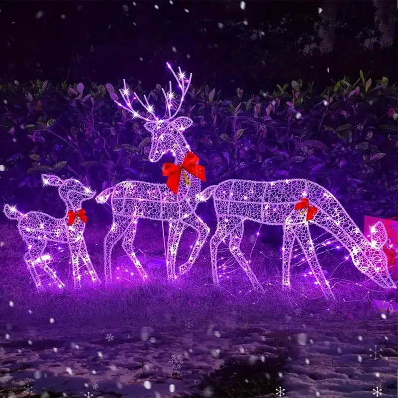 Lighted Christmas Deer Iron Art Christmas Decor Glowing family of three - Image 4