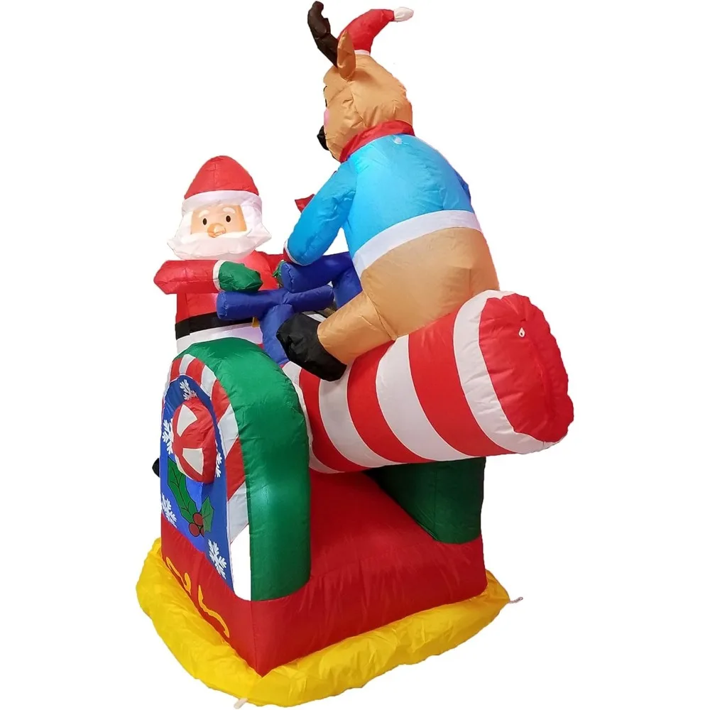 4 Foot Animated Santa Claus and Reindeer on Teeter Totter Outdoor Yard Decoration Christmas Inflatable - Image 6
