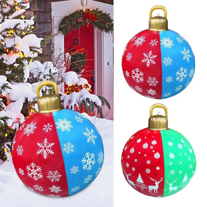 60cm Large PVC Christmas Balls Outdoor Lighted Inflatable Ornaments - Image 4