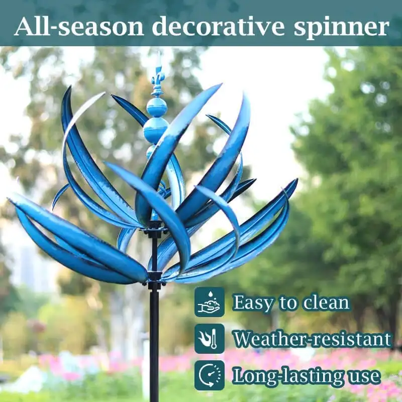 Harlow Wind Spinner Metal Windmill 3D Wind Powered Kinetic Sculpture Lawn Metal Wind Solar Spinners Yard and Garden Decor - Image 5