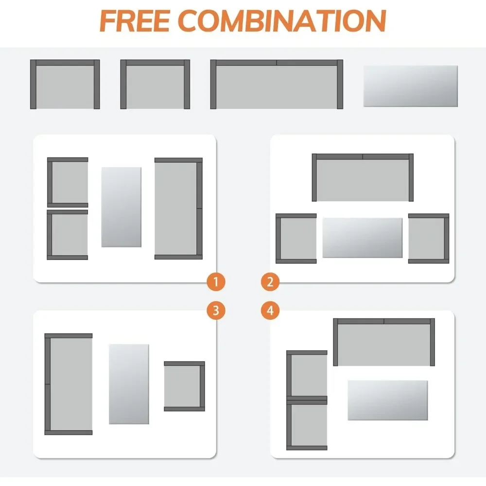 4 Piece Patio Furniture Set, Outdoor Wicker Conversation Sets, Rattan Sectional Sofa w/Coffee Table, Seat Cushions for Backyard - Image 6