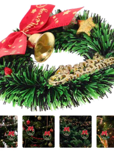 Christmas Wreath Hanging Mini House Small Miniature Garland Pendants Decorative Outdoor