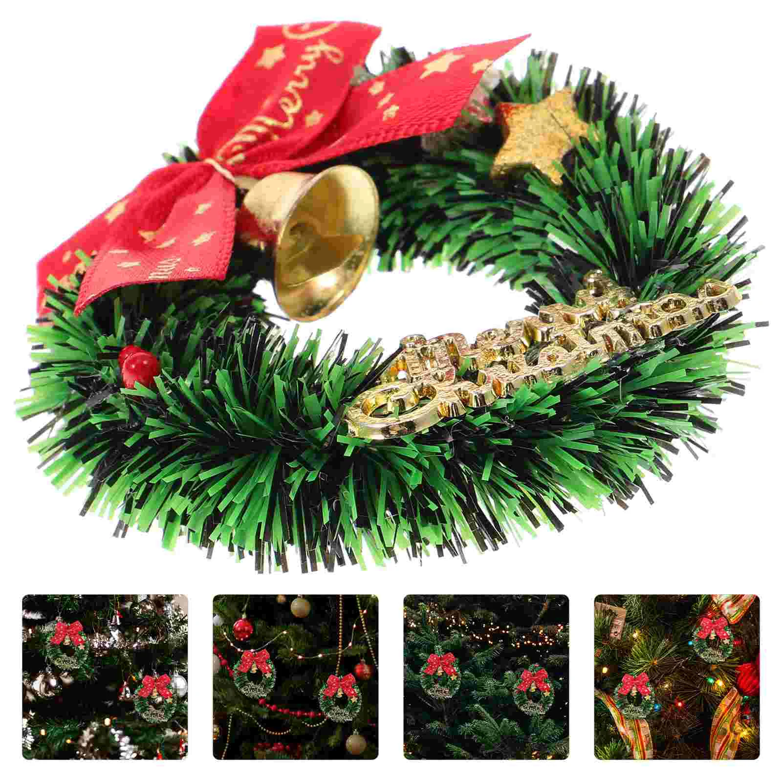 Christmas Wreath Hanging Mini House Small Miniature Garland Pendants Decorative Outdoor