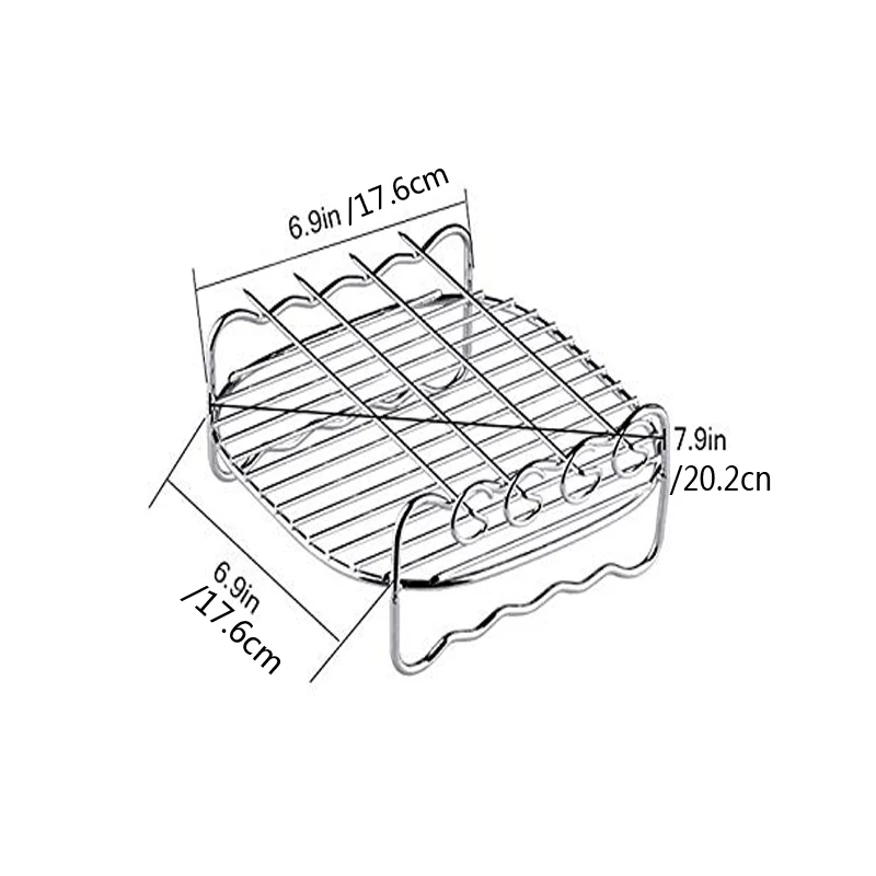 Air Fryer Bread Rack Digester Multipurpose Stainless Steel Holder Cross Wire Grill Cookware BBQ Steamer - Image 8