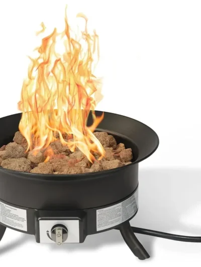 19-Inch 55,000 BTU Round Portable Propane Gas Fire Pit with Carry Strap