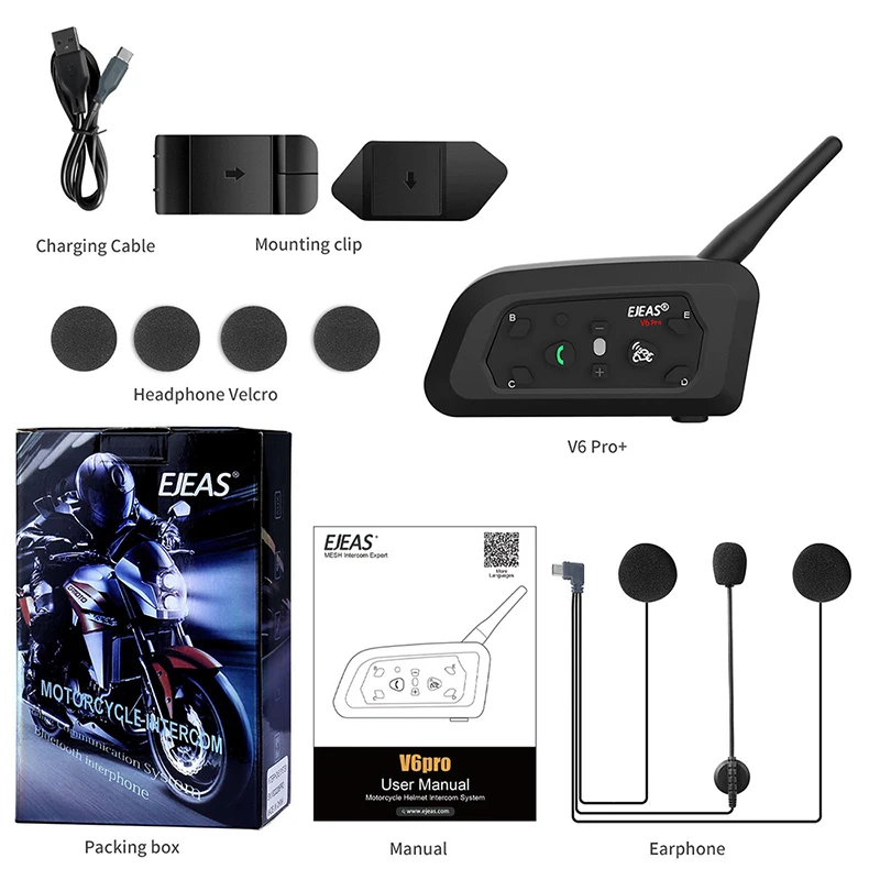 EJEAS Only Official Oversea Store V6PRO+ Motorcycle Intercom Helmet Bluetooth5.1 - Image 4