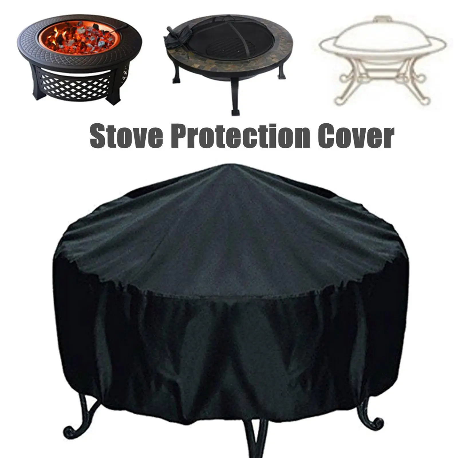 85x85x40cm Round Fire Pit Cover Lawn BBQ Fireplace Grill Covers Waterproof - Image 3