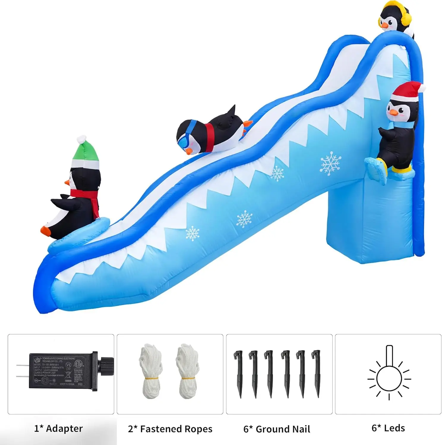 6FT Penguin Slide Blow Up Christmas Decorations Outdoor Build-in LED Lights - Image 2