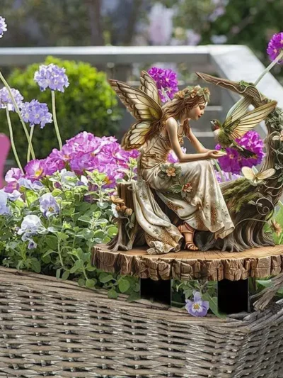 Fairy Stakes For Garden Fairy Hummingbird Ornament Garden Ground Decoration Waterproof Fairy Garden Stake Flower Pots Ground