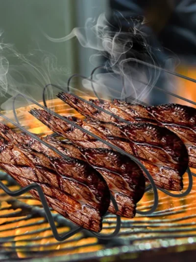 Non-Stick BBQ Rib Rack Stand for Gas Smoker