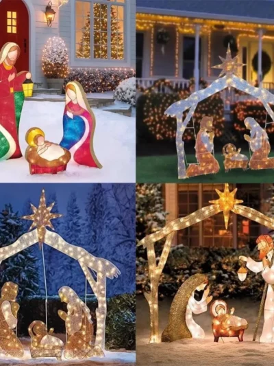 5.5FT Outdoor Lighted Nativity Scene Waterproof Christmas Yard Decoration