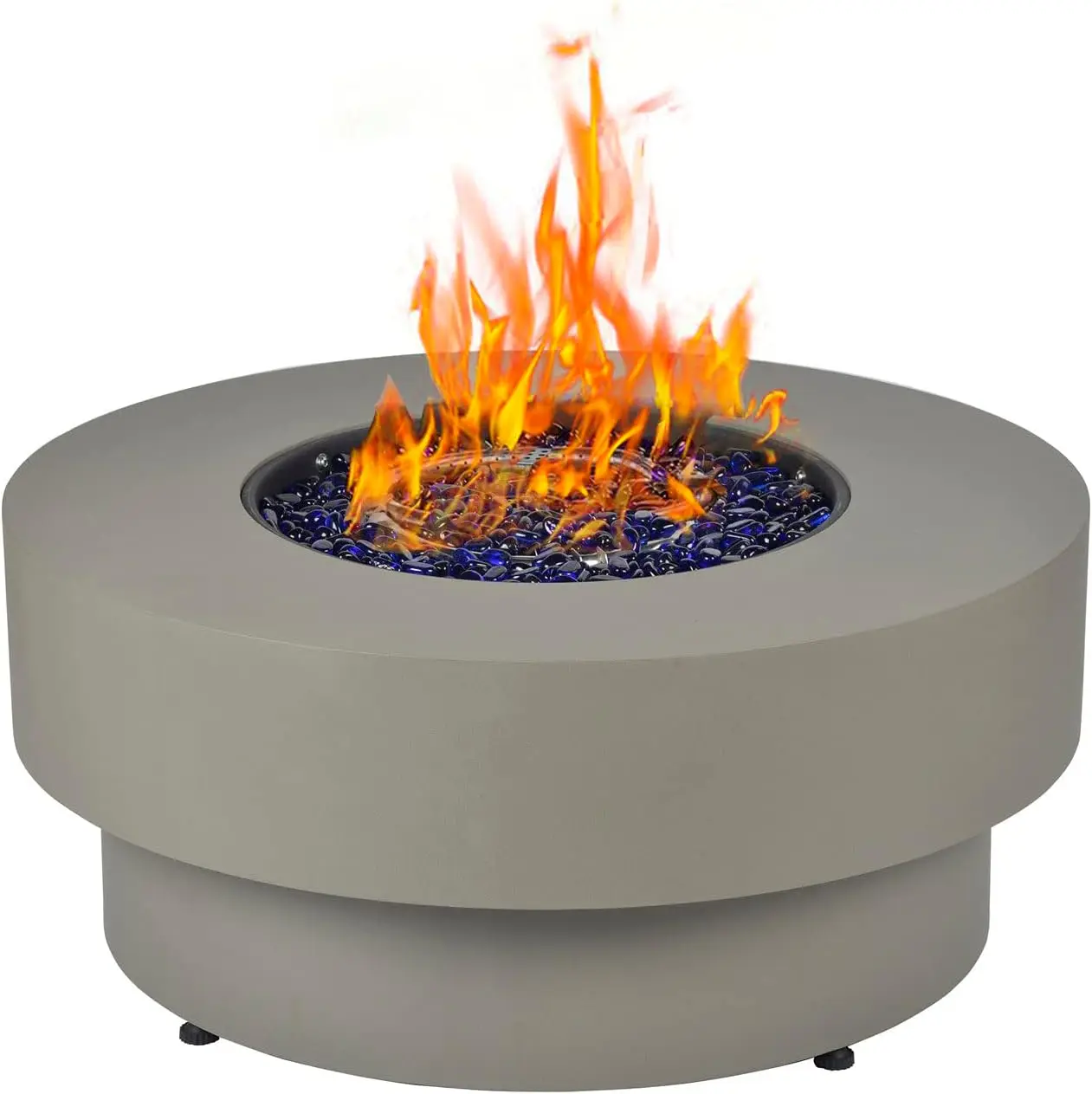 Propane Outdoor Fire Pit Table, Flint & Concrete Look 33-inch Round Patio Gas Fire Table 50,000 BTU w/Lid, Fire Glass - Image 2