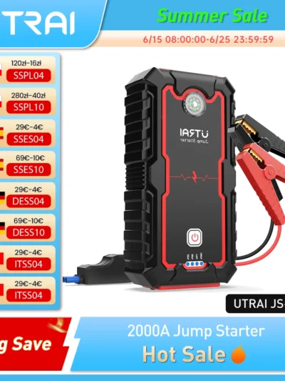 UTRAI Power Bank  2000A Jump Starter Portable Charger Car Booster 12V Auto Starting Device